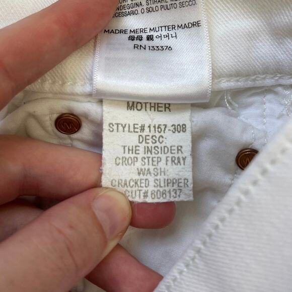 MOTHER Insider Crop Step Fray Mini Flare Bootcut Jeans Cracked Slipper - Size 25 - Picture 12 of 13